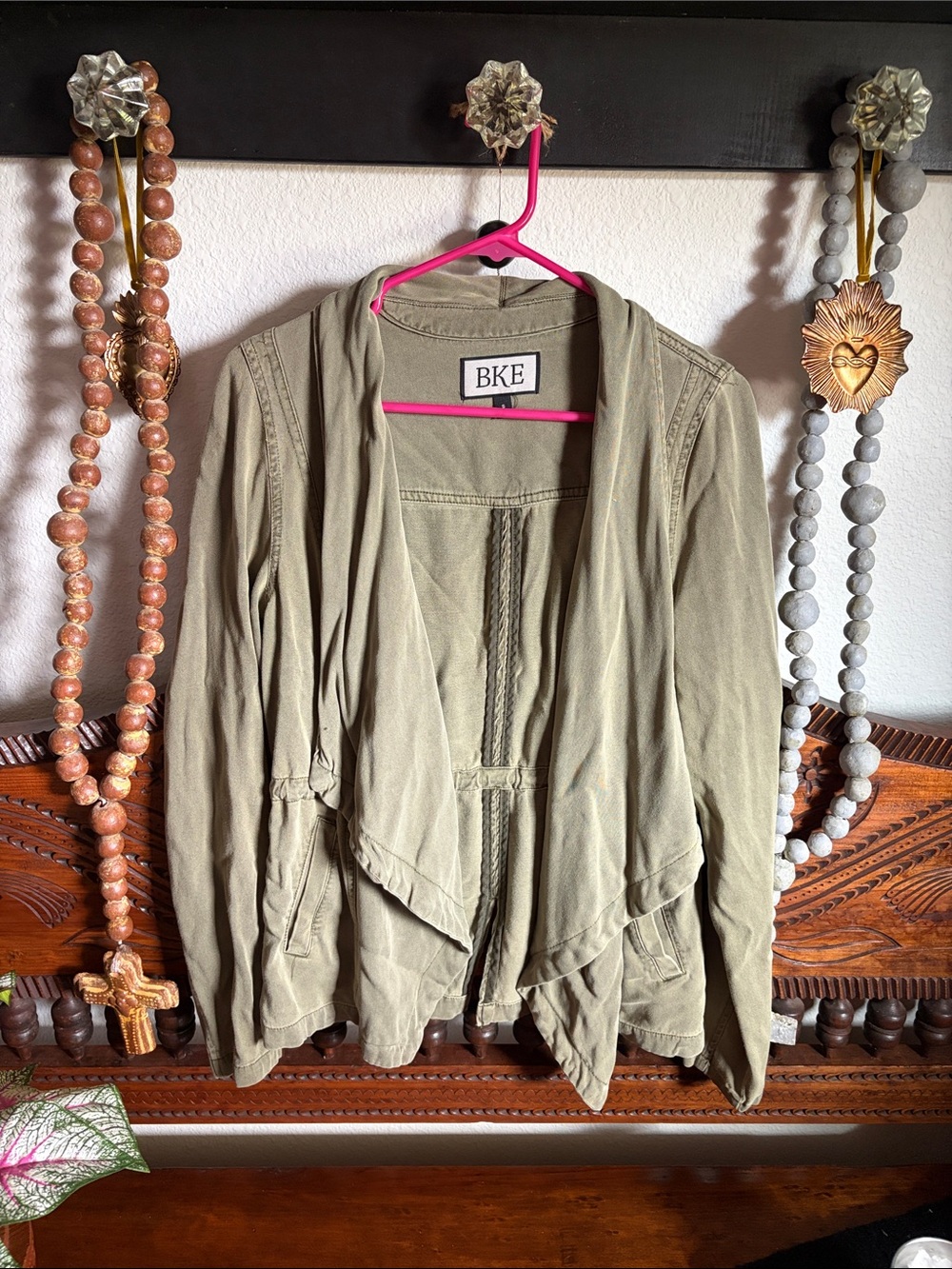 BKE Olive Draped Utility Jacket